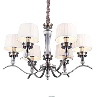 Люстра подвесная Arosio OML-88403-06 Omnilux белая на 6 ламп, основание хром в стиле классический Люстра подвесная Arosio OML-88403-06 Omnilux белая на 6 ламп, основание хром в стиле классический